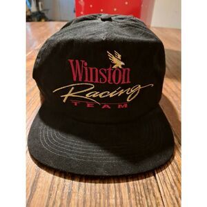 Vintage RJRTC Winston Racing Team Trucker Hat Cap Black Red Gold White Rayon